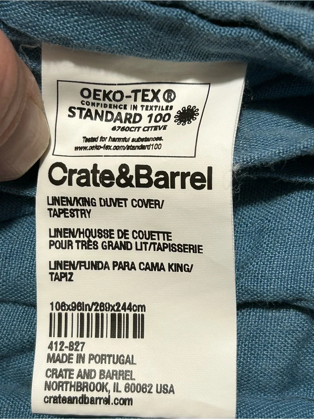 Crate & Barrel Linen‎ King Size Duvet Cover